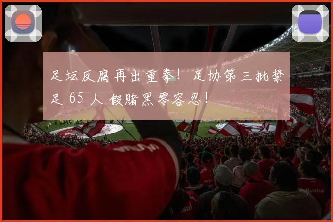 足坛反腐再出重拳！足协第三批禁足 65 人 假赌黑零容忍！